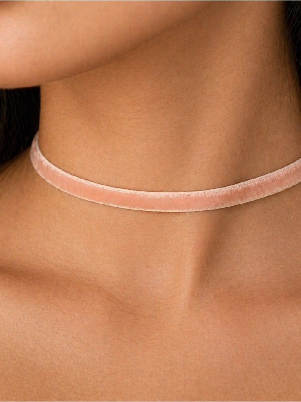 Blush Pink Velvet Choker Necklace Minimal Soft Girl Aesthetic